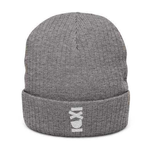 Stylish Ribbed Knit Beanie with Embroidered Detail - Perfect for Any Occasion